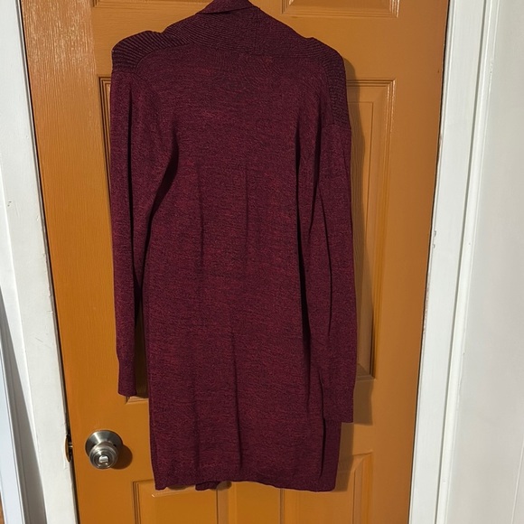 Red Long Sleeve Open Front Cardigan Sweater - Picture 2 of 2